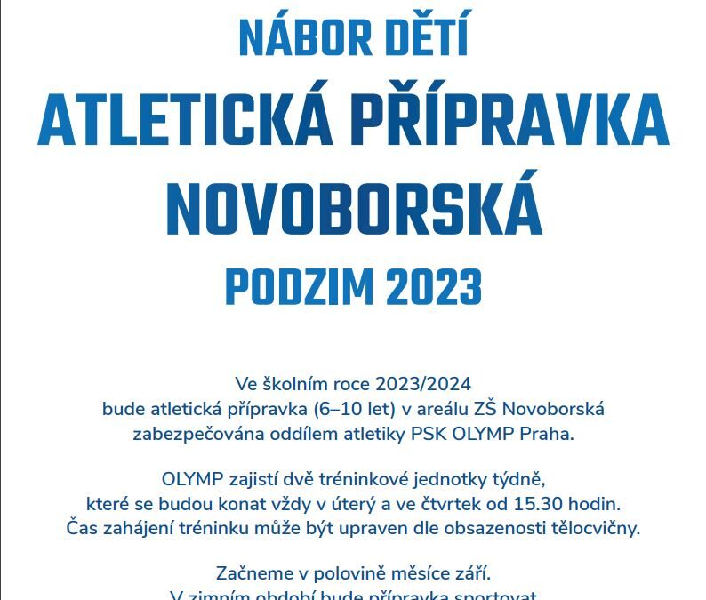 Nábor dětí Atletická přípravka Novoborská podzim 2023